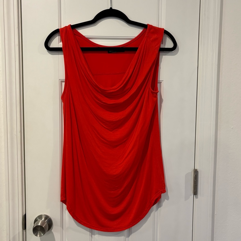 Sarin Mathews cowlneck sleeveless soft stretchy Red Top M